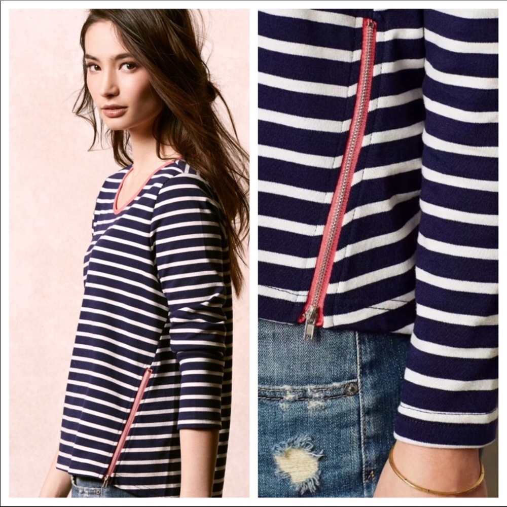 Anthropologie Lili’s Closet Striped Navy Blue Top
